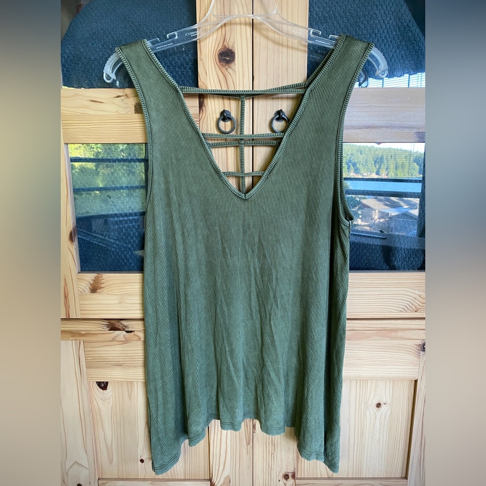 American Eagle Outfitters Khaki Green Tank Top